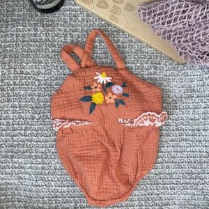 Orange floral romper